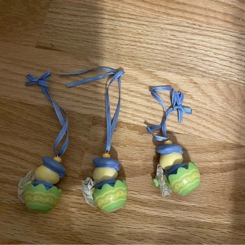 Vintage Avon Springtime Cuties Easter Ornament Bundle Lot Peep Chick Yellow